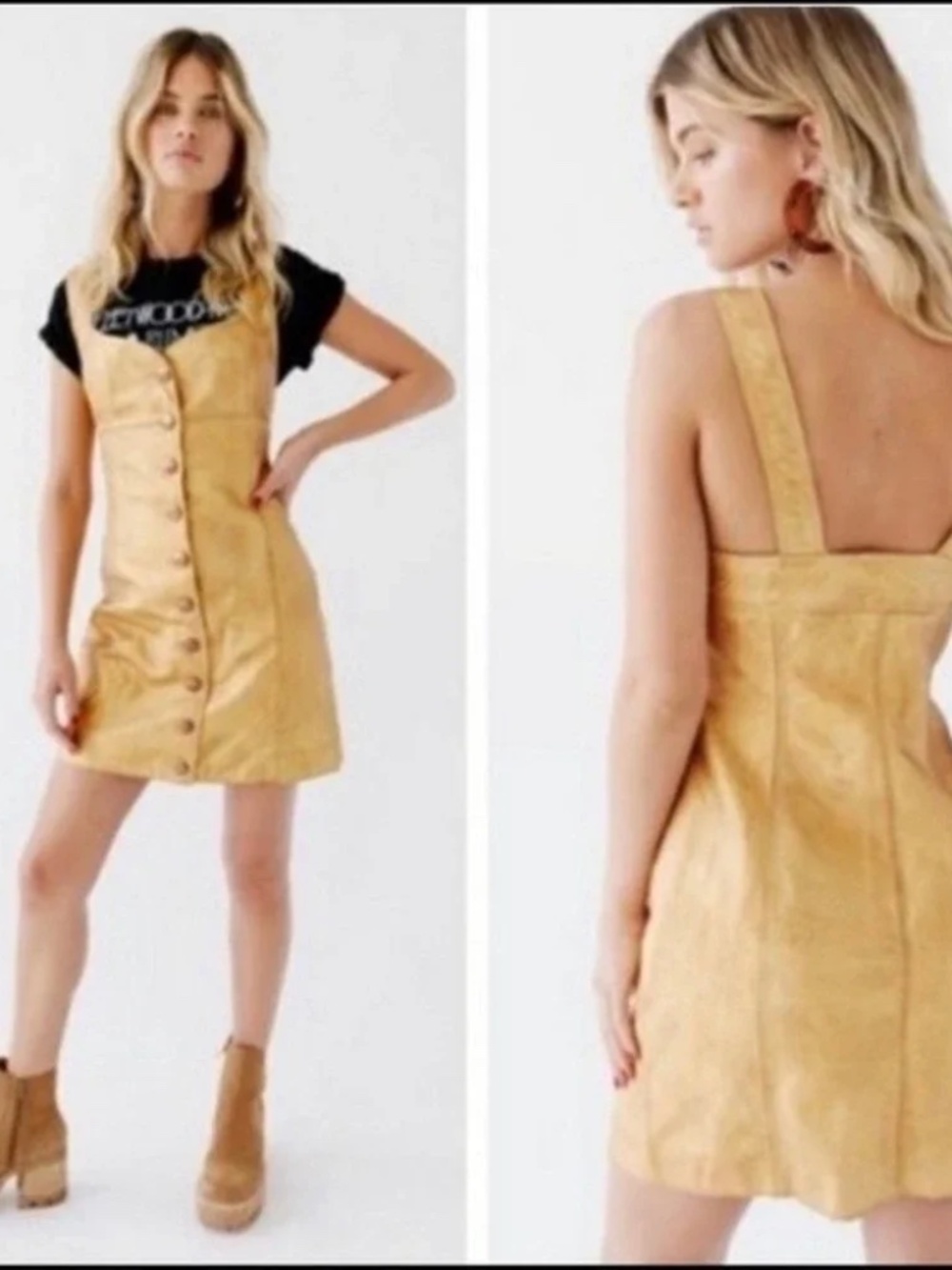 Free People Goldie Leather Jumper Dress Size 2